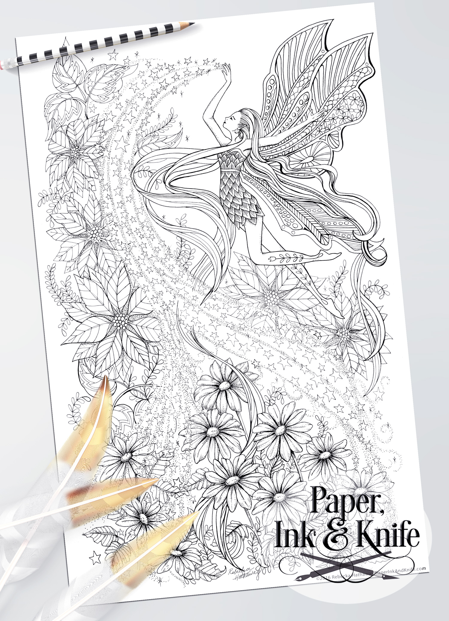 Garden Fairy- coloring page - Paper, Ink and Knife
