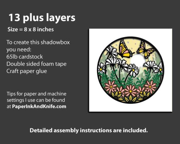 Butterfly Garden Shadowbox Template Info