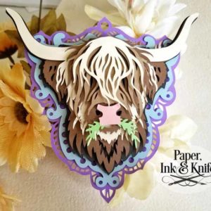 Highland Cow 3D Papercut Template