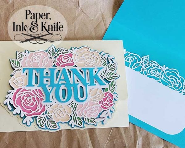 Thank you roses layered papercut card