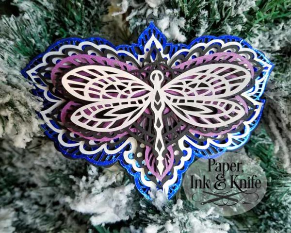 Dragonfly Layered Papercut Ornament Template