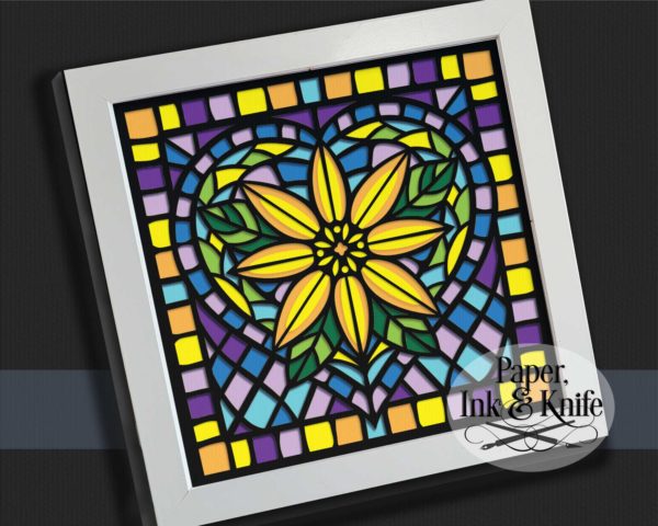 Sunflower Heart Stained Glass Template