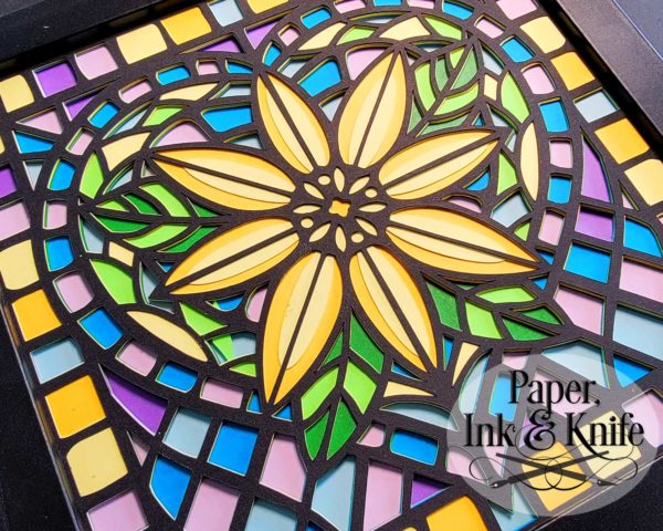 Sunflower Heart Stained Glass Template Detail
