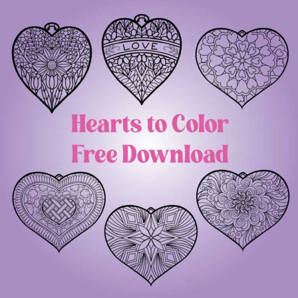 Heart Ornaments to Color Free PDF Download