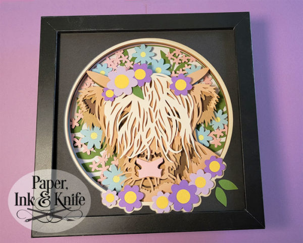 Highland Cow 3D paper shadowbox Template