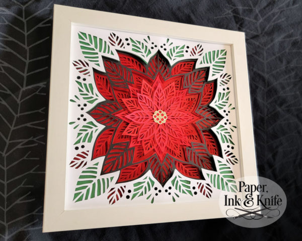 Poinsettia Shadowbox Template Red