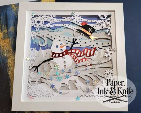 Snowman Windy Day Shadowbox Template