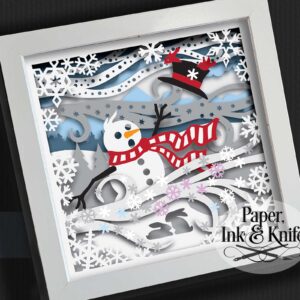 Snowman Windy Day Shadowbox Template