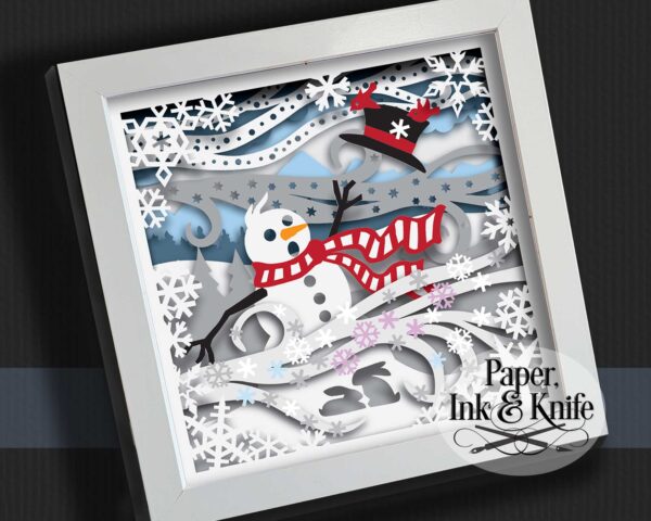 Snowman Windy Day Shadowbox Template