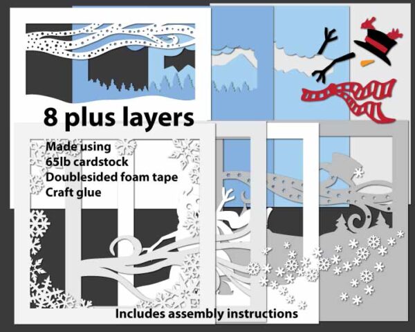 Snowman Windy Day Shadowbox Template layers