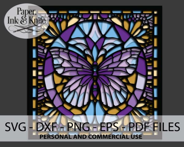 Stained Glass Butterfly Shadowbox Template Files