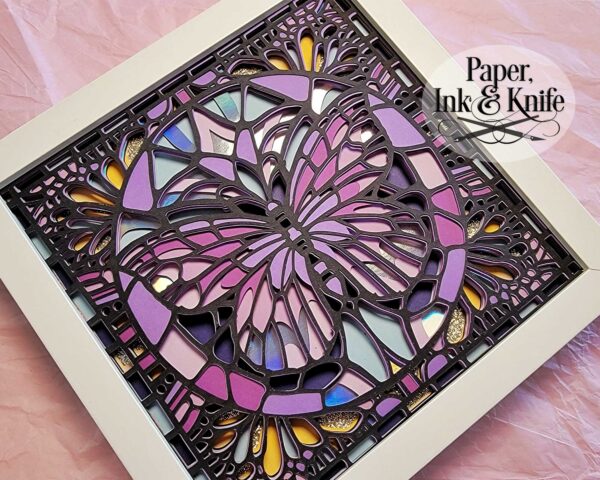 Stained glass style butterfly shadowbox template