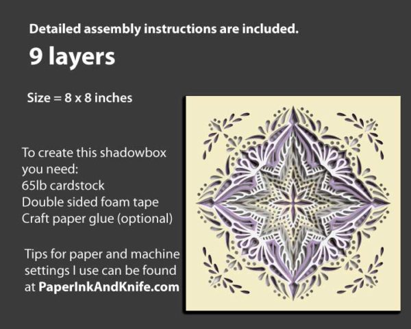 Star Victorian Papercut Shadowbox 3DSVG Template Info