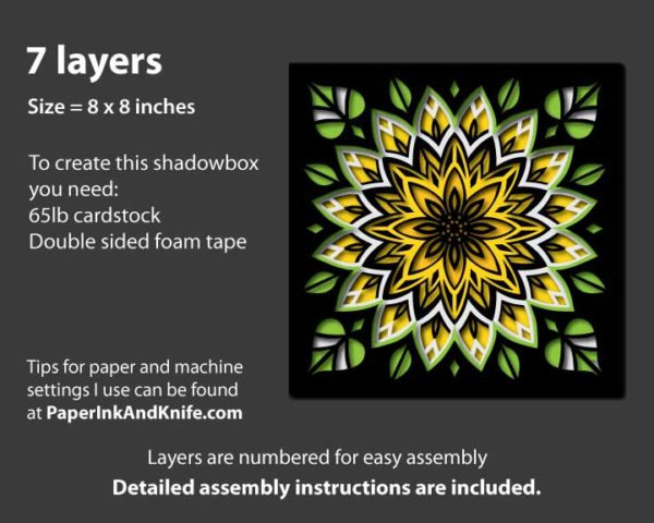 Sunflower Shadowbox Template Info