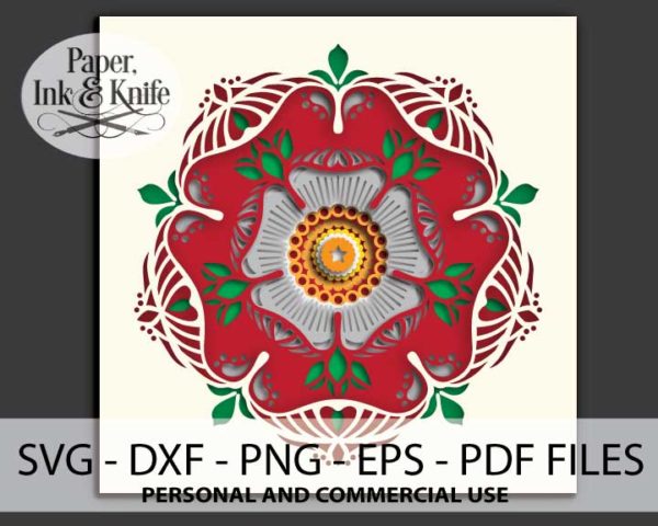 Tudor Rose Papercut Shadowbox Template - Files
